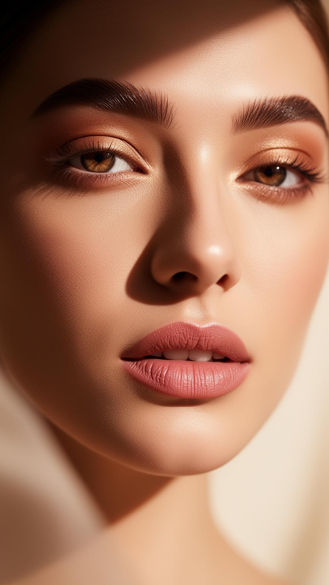 Polished editorial beauty close-up